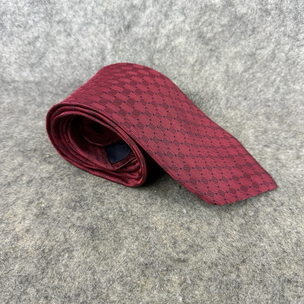 Brooks Brothers Red Blue Square Tie Made In USA 100% Silk Geometric Classic